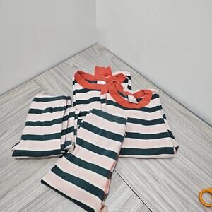 Hanna Andersson Lot Set 2 Long John Stripe Pink Green Orange Kids 6 7